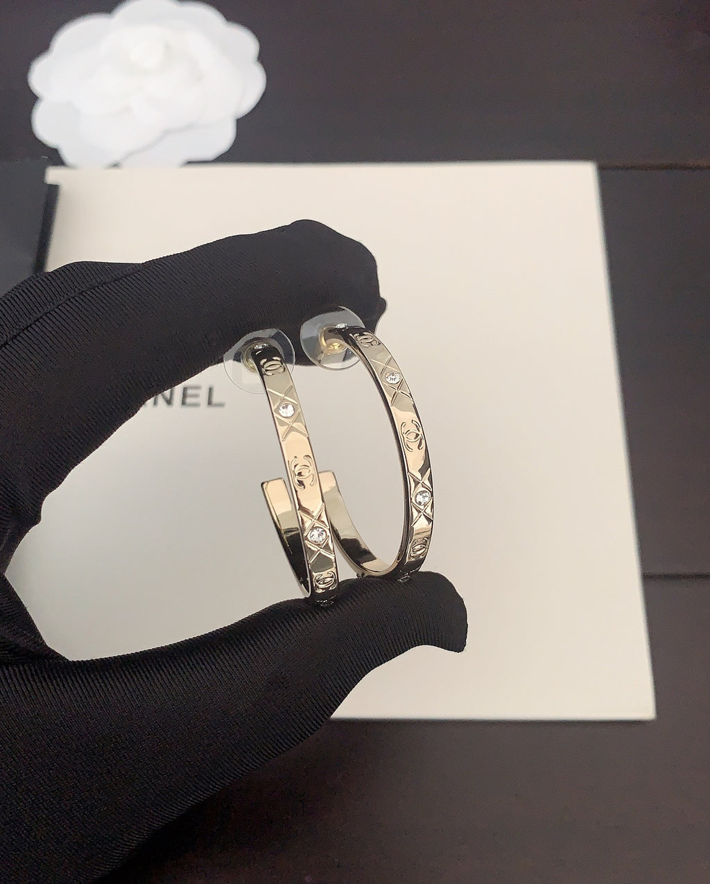 Chanel Gold-Tone Hoop Earrings - album image 3