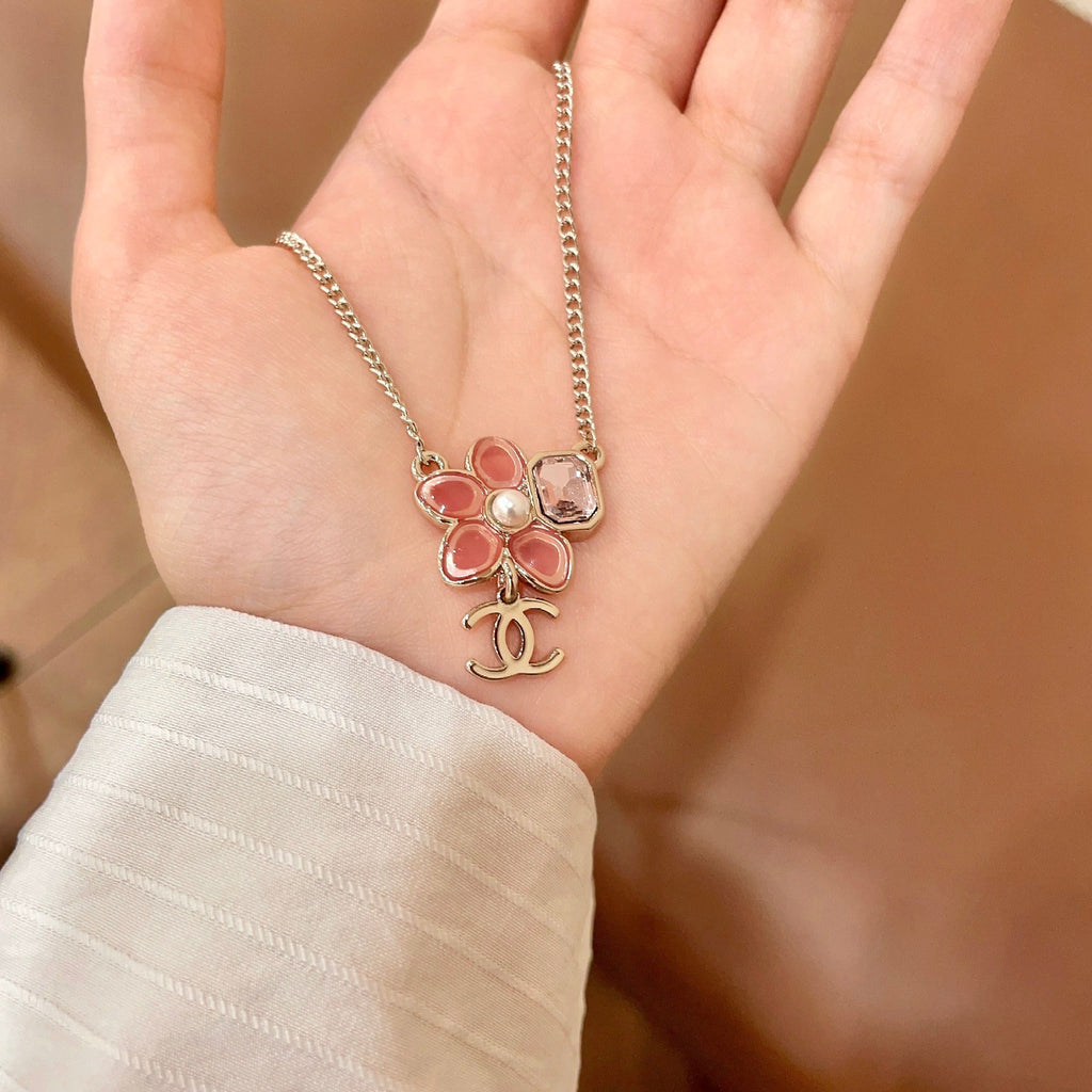Chanel Pink Textured Pendant Necklace - album image 4