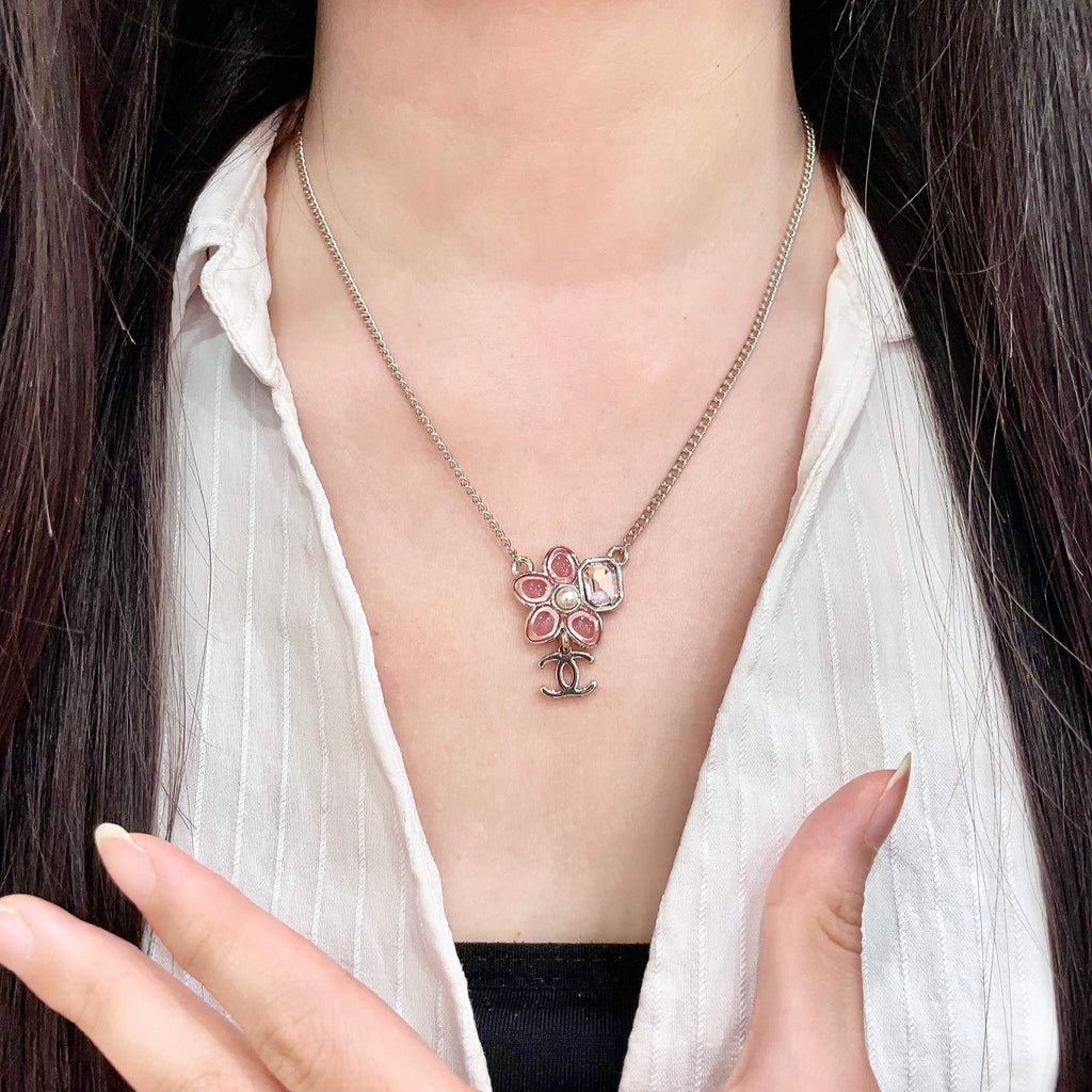 Chanel Pink Textured Pendant Necklace - album image 2