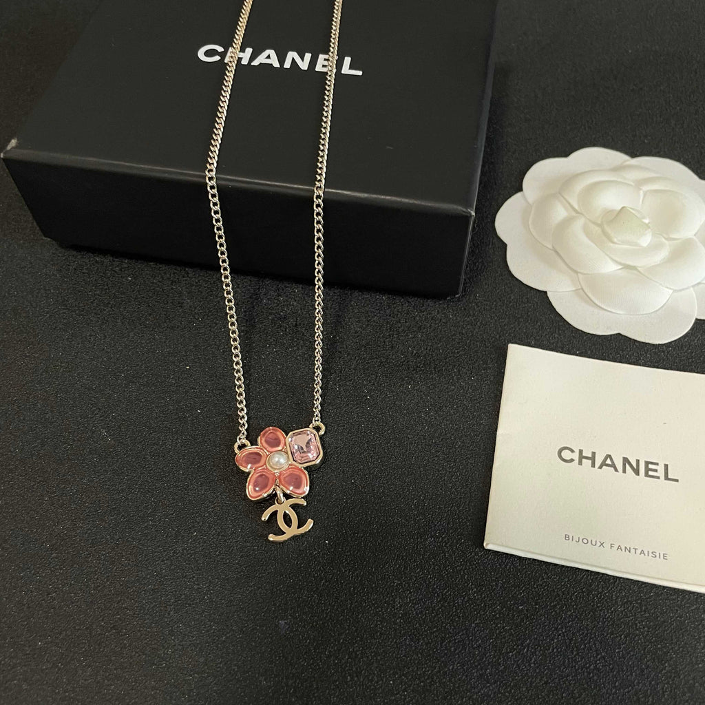 Chanel Pink Textured Pendant Necklace - album image 5