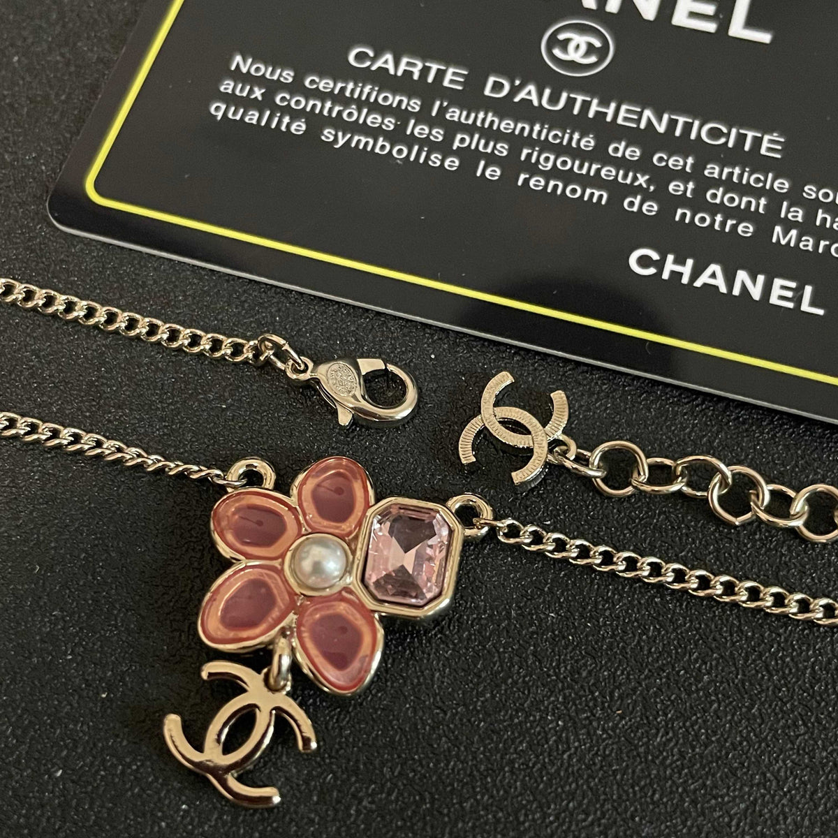 Chanel Pink Textured Pendant Necklace - album image 7