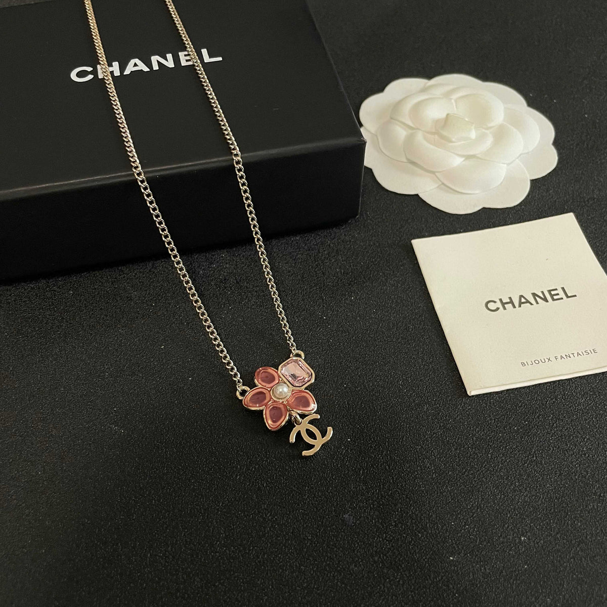 Chanel Pink Textured Pendant Necklace - album image 6