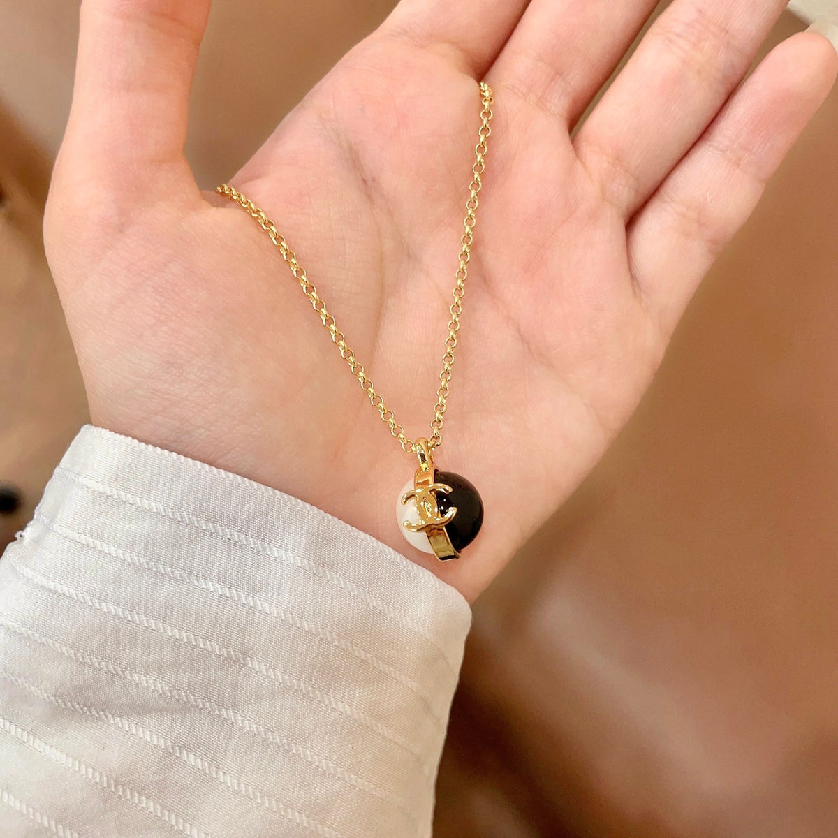 Chanel Gold-Tone Round Pendant Necklace - album image 4