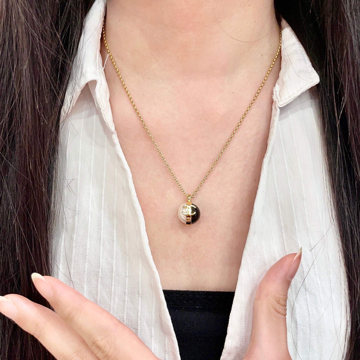 Chanel Gold-Tone Round Pendant Necklace - album image 2