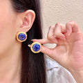 Saint Laurent Gold-Tone Blue Round Stud Earrings - album image 1