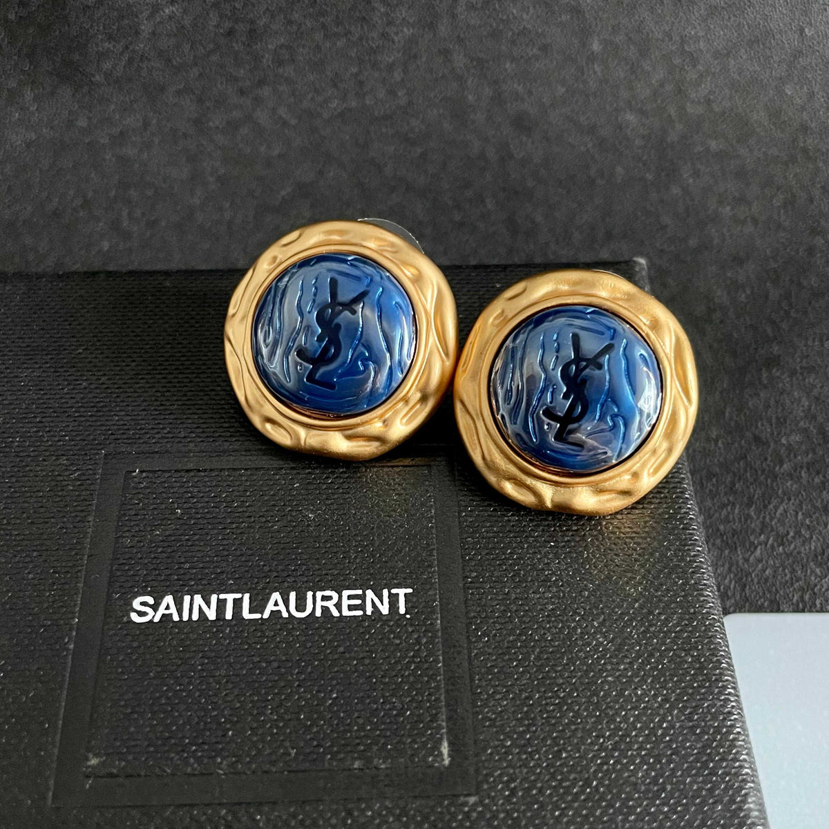 Saint Laurent Blue Round Stud Earrings - album image 9
