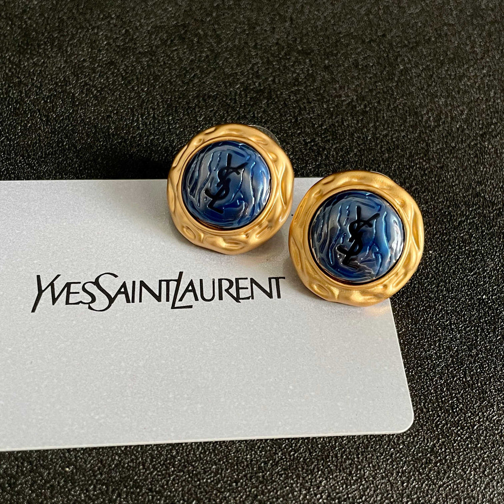 Saint Laurent Blue Round Stud Earrings - album image 8