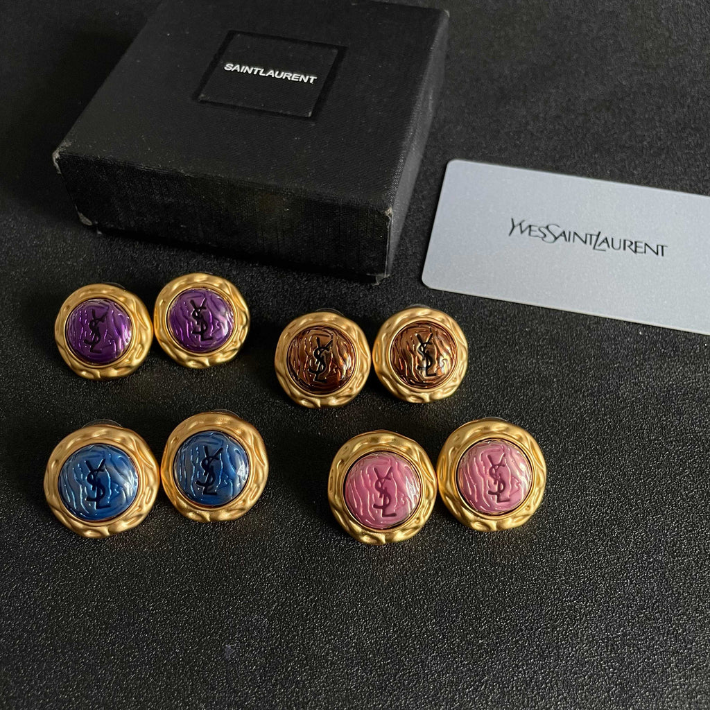 Saint Laurent Pink Round Stud Earrings - album image 5