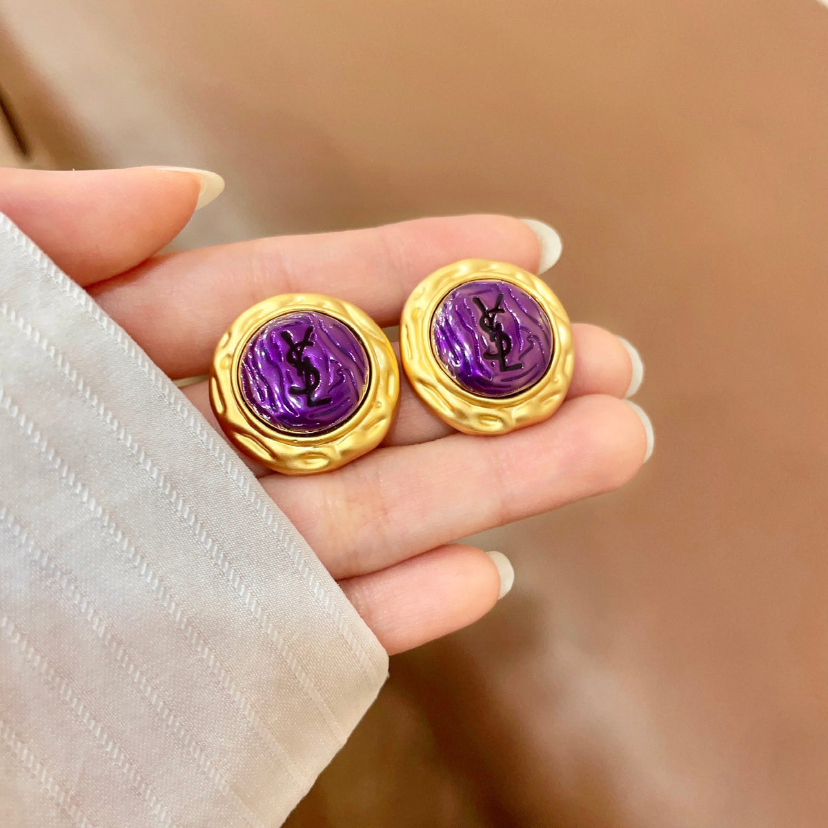 Saint Laurent Purple Round Stud Earrings - album image 4