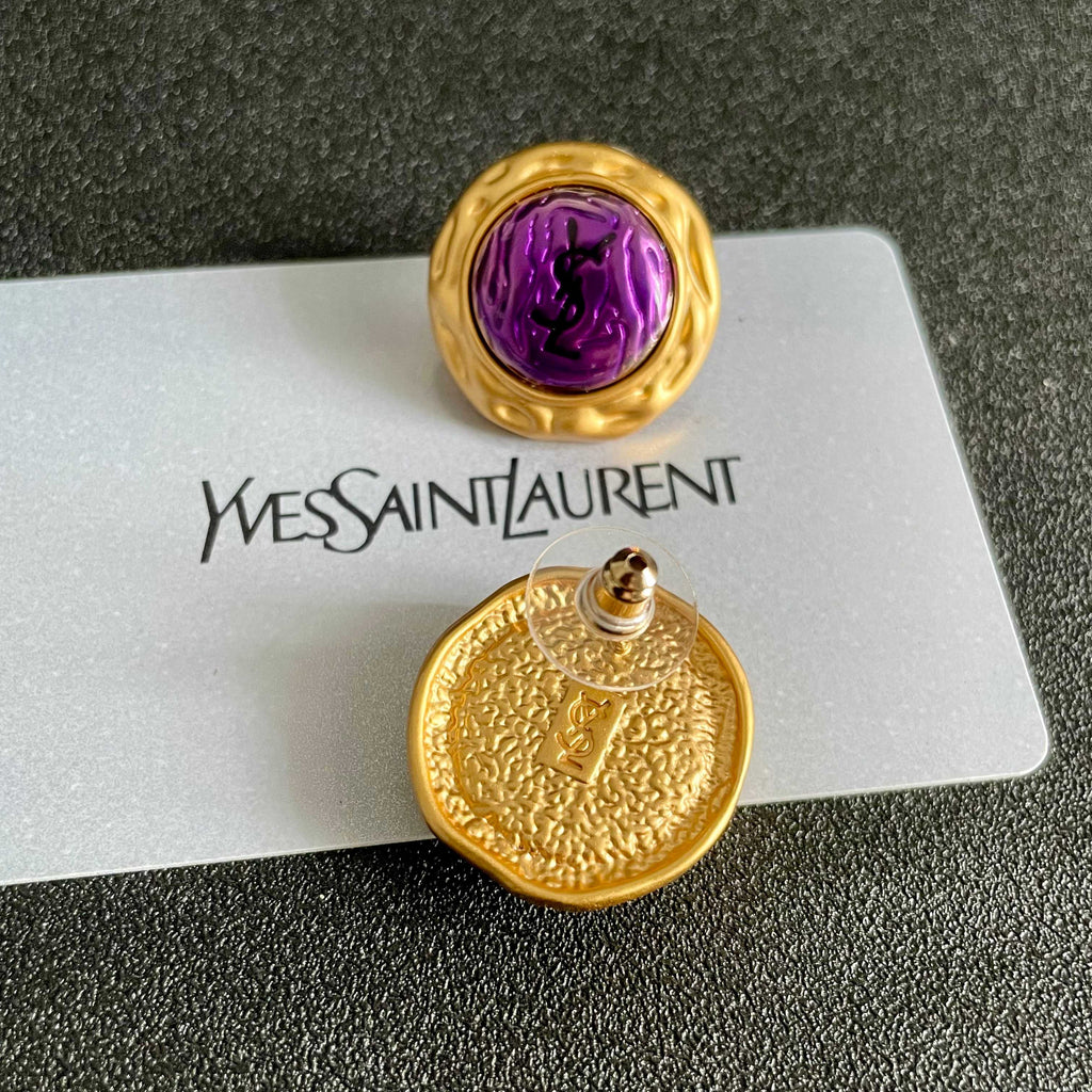 Saint Laurent Purple Round Stud Earrings - album image 7