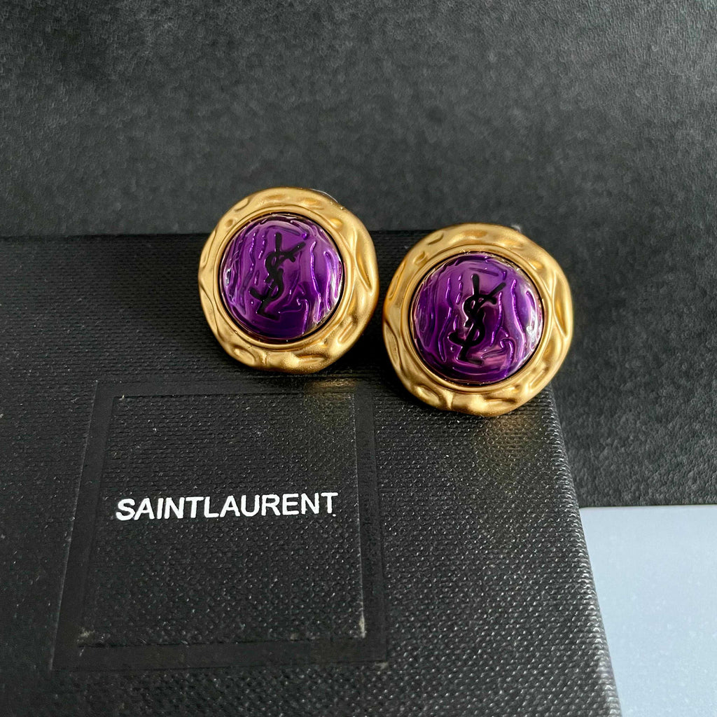 Saint Laurent Purple Round Stud Earrings - album image 9