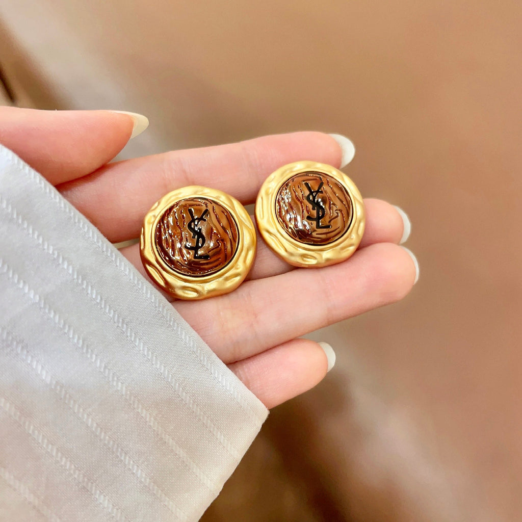Saint Laurent Orange Round Stud Earrings - album image 4