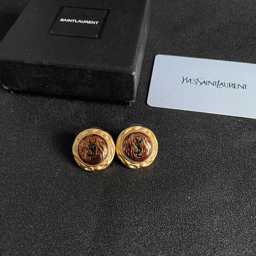Saint Laurent Gold-Tone Amber Round Stud Earrings - album image 5