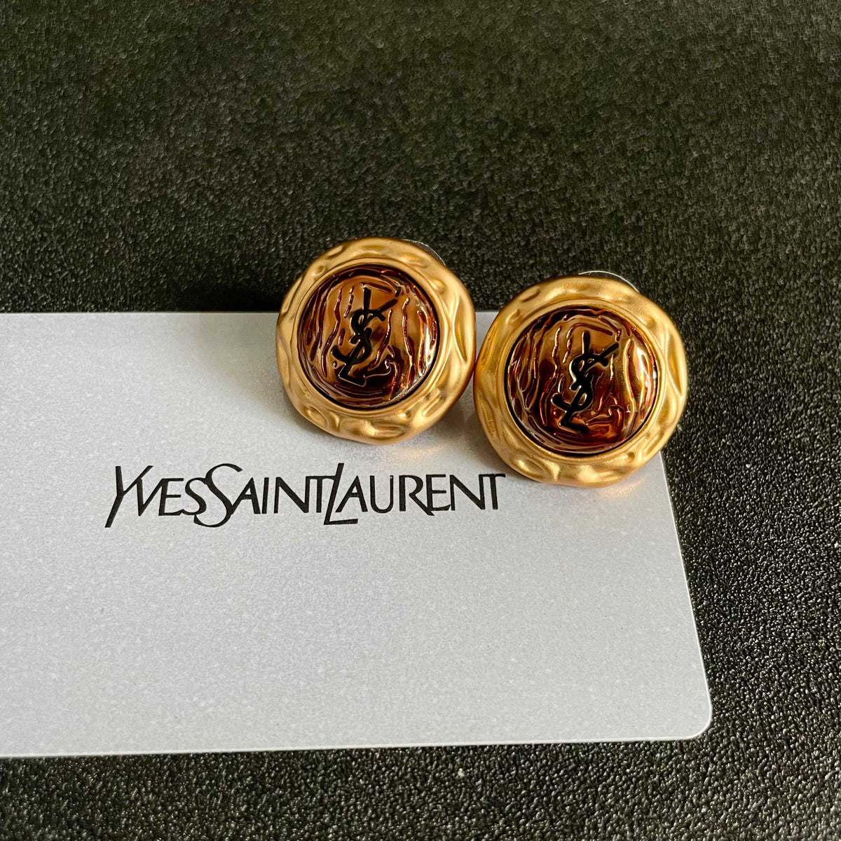 Saint Laurent Gold-Tone Amber Round Stud Earrings - album image 8