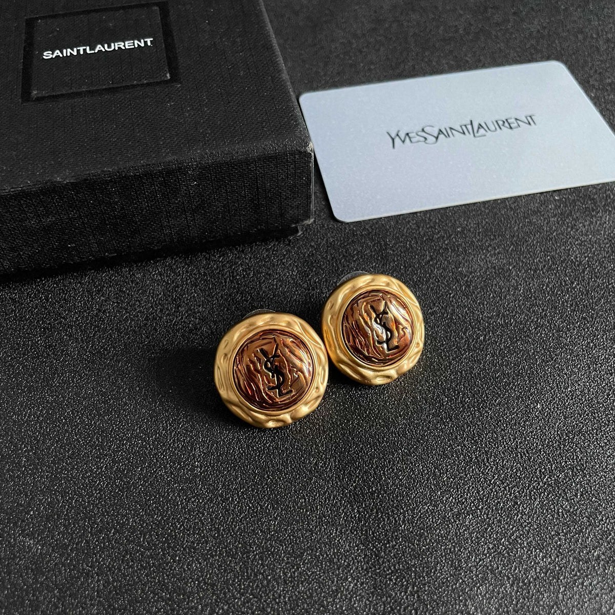 Saint Laurent Gold-Tone Amber Round Stud Earrings - album image 6