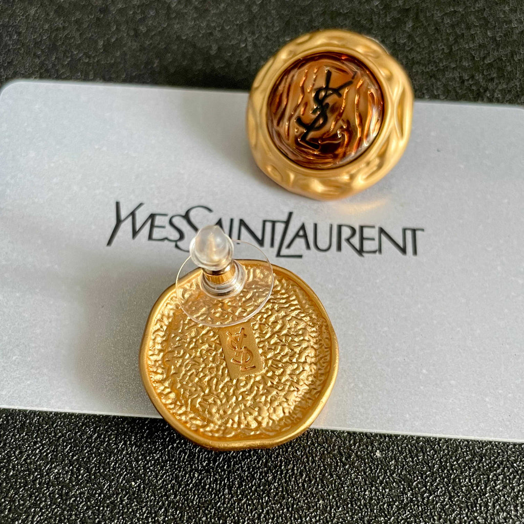 Saint Laurent Orange Round Stud Earrings - album image 7