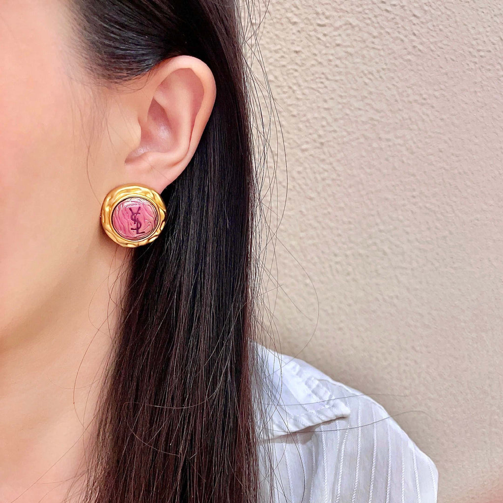 Saint Laurent Pink Round Stud Earrings - album image 3