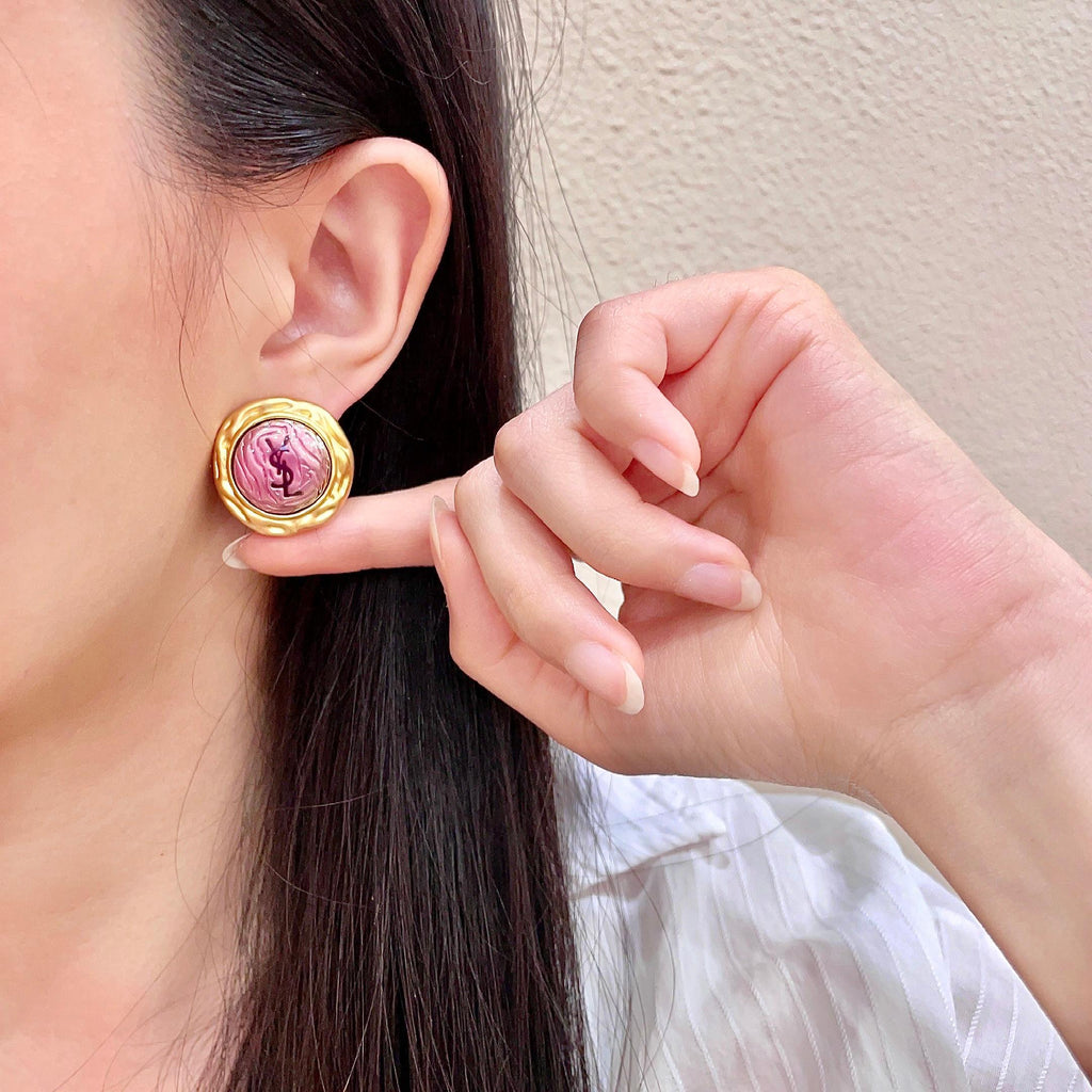 Saint Laurent Pink Round Stud Earrings - album image 2