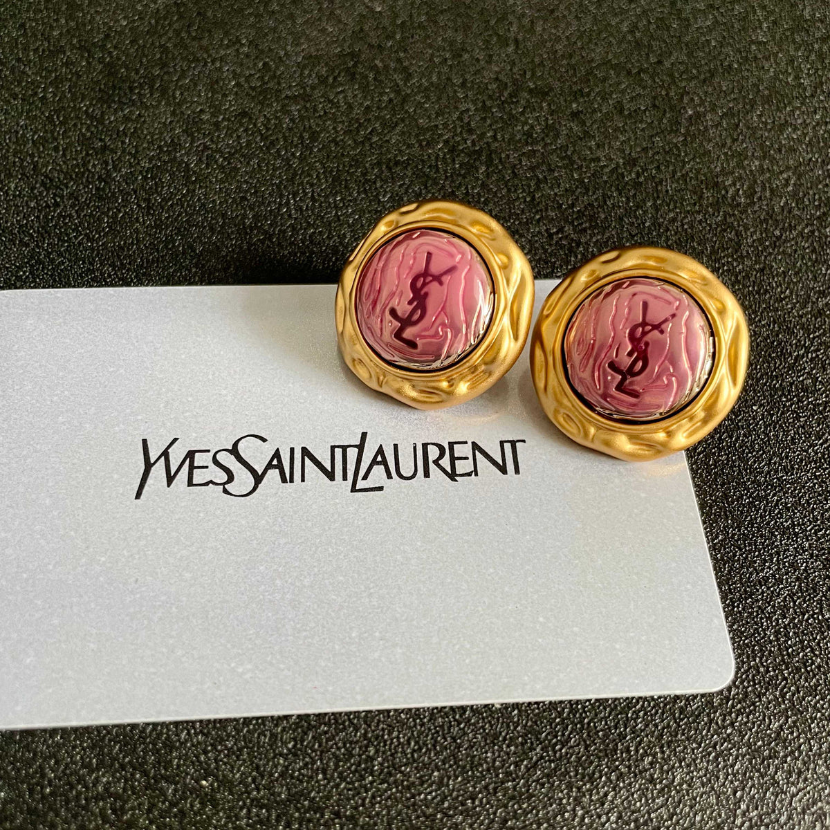 Saint Laurent Pink Round Stud Earrings - album image 8