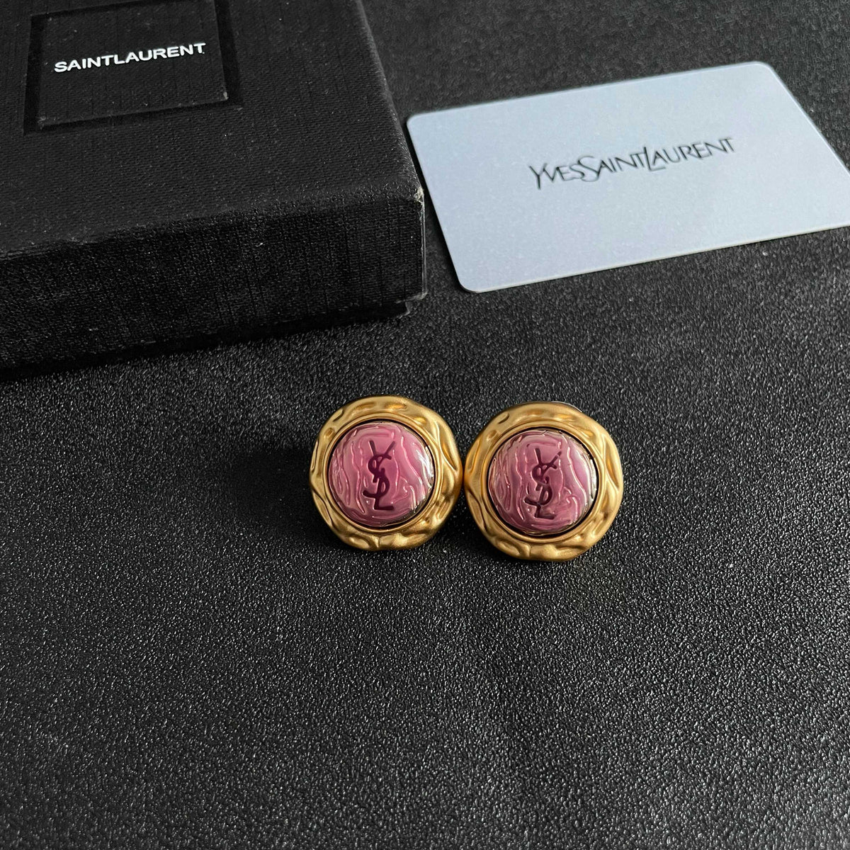Saint Laurent Pink Round Stud Earrings - album image 6