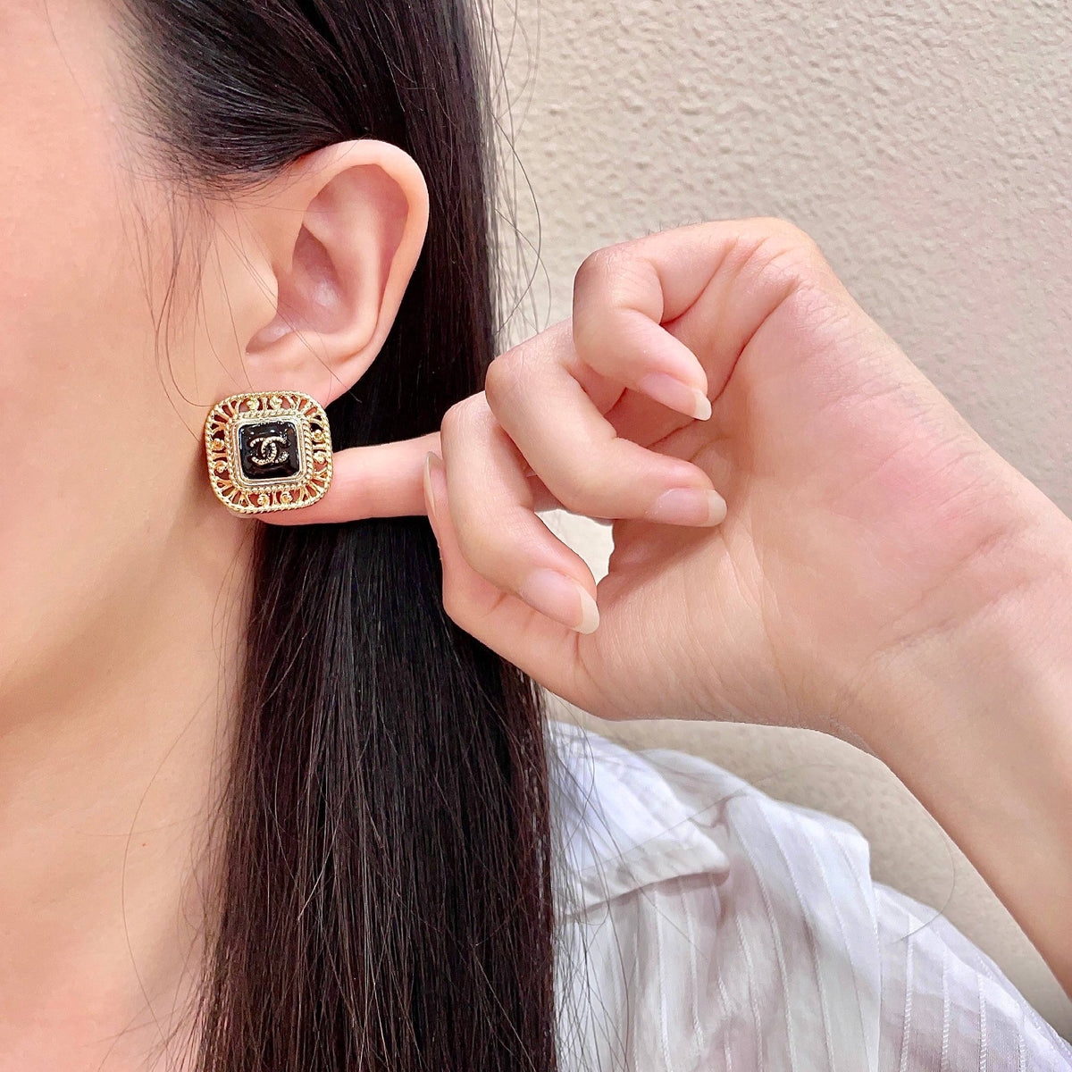 Chanel Interlocking C Stud Earrings - album image 2