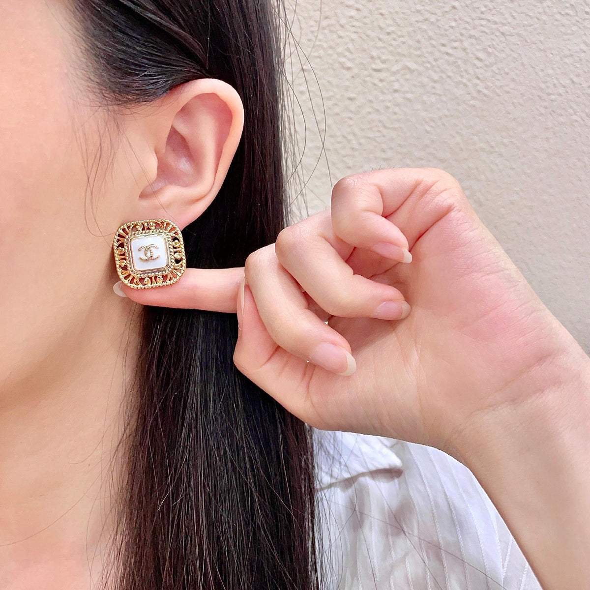 Chanel Interlocking C Stud Earrings - album image 2