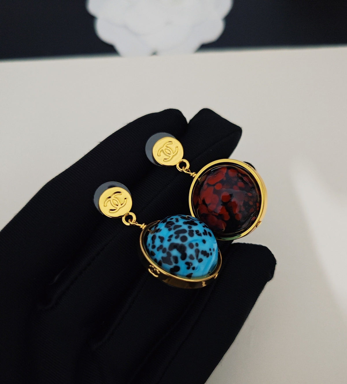 Chanel Blue Red Earrings - album image 3