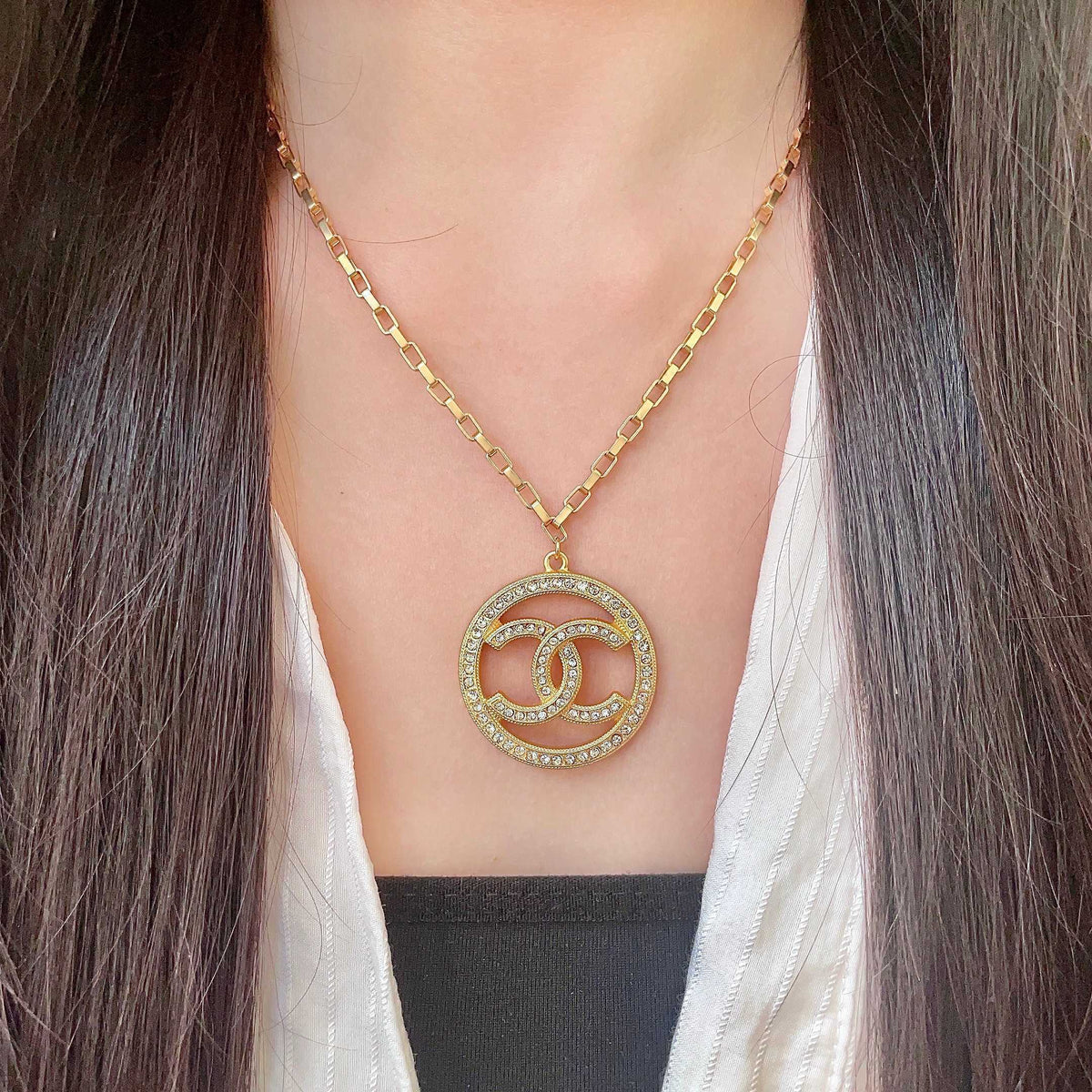 Chanel Interlocking C Crystal Accent Necklace - album image 3