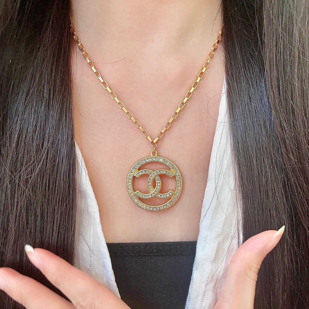 Chanel Interlocking C Crystal Accent Necklace - album image 2