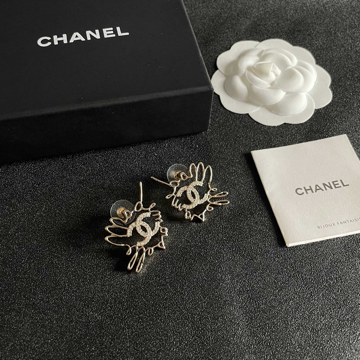 Chanel Interlocking C Crystal Accent Stud Earrings - album image 6