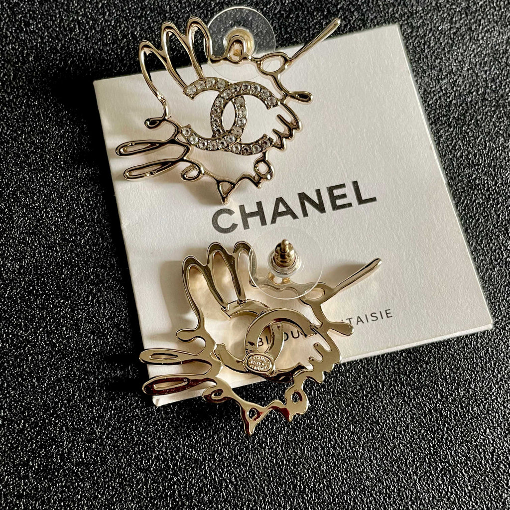 Chanel Interlocking C Crystal Accent Stud Earrings - album image 7
