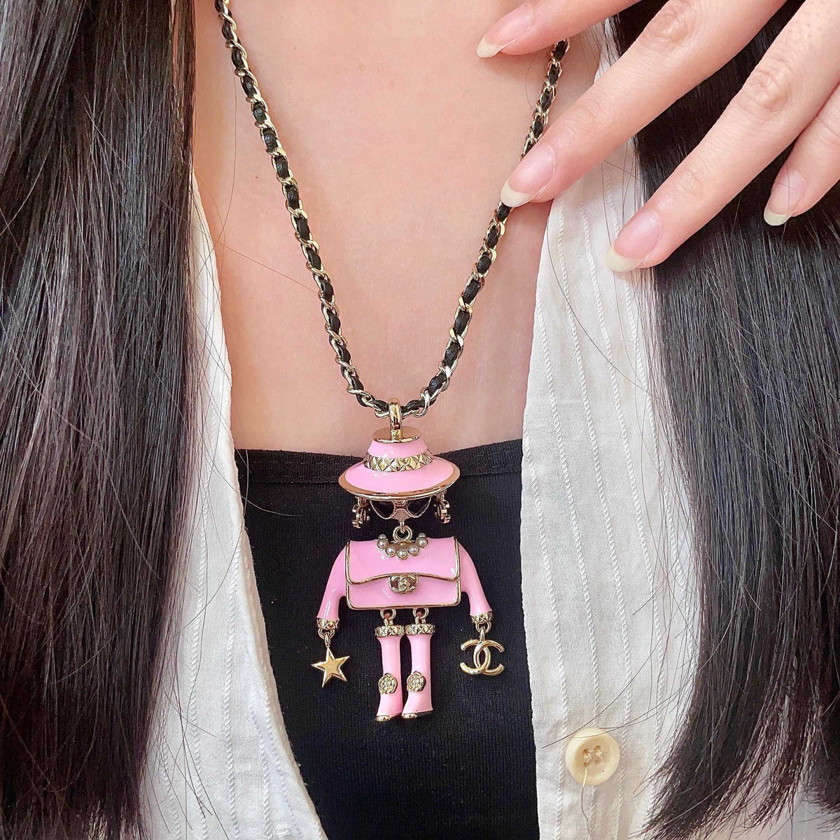 Chanel Pink Doll Pendant Necklace - album image 1