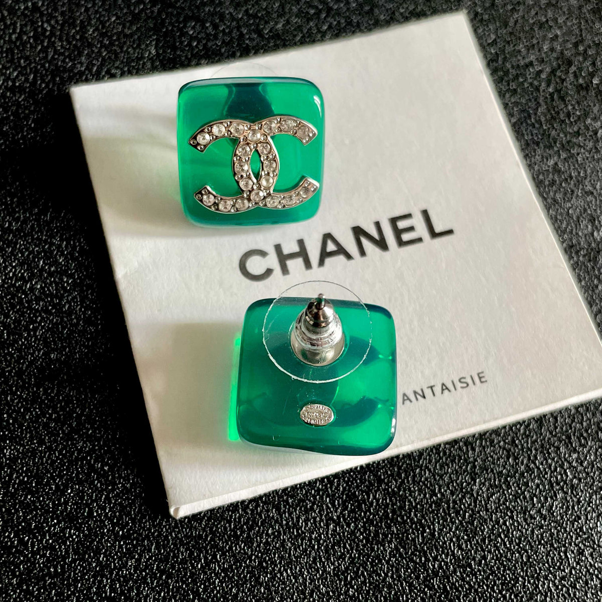 Chanel Interlocking C Crystal Accent Stud Earrings - album image 7