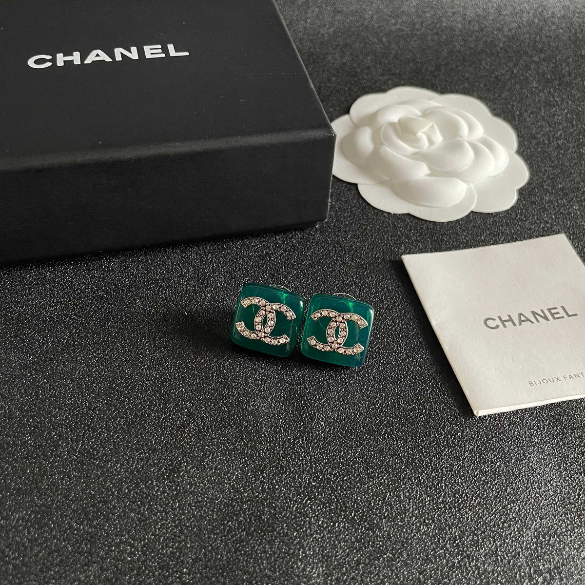 Chanel Interlocking C Crystal Accent Stud Earrings - album image 6