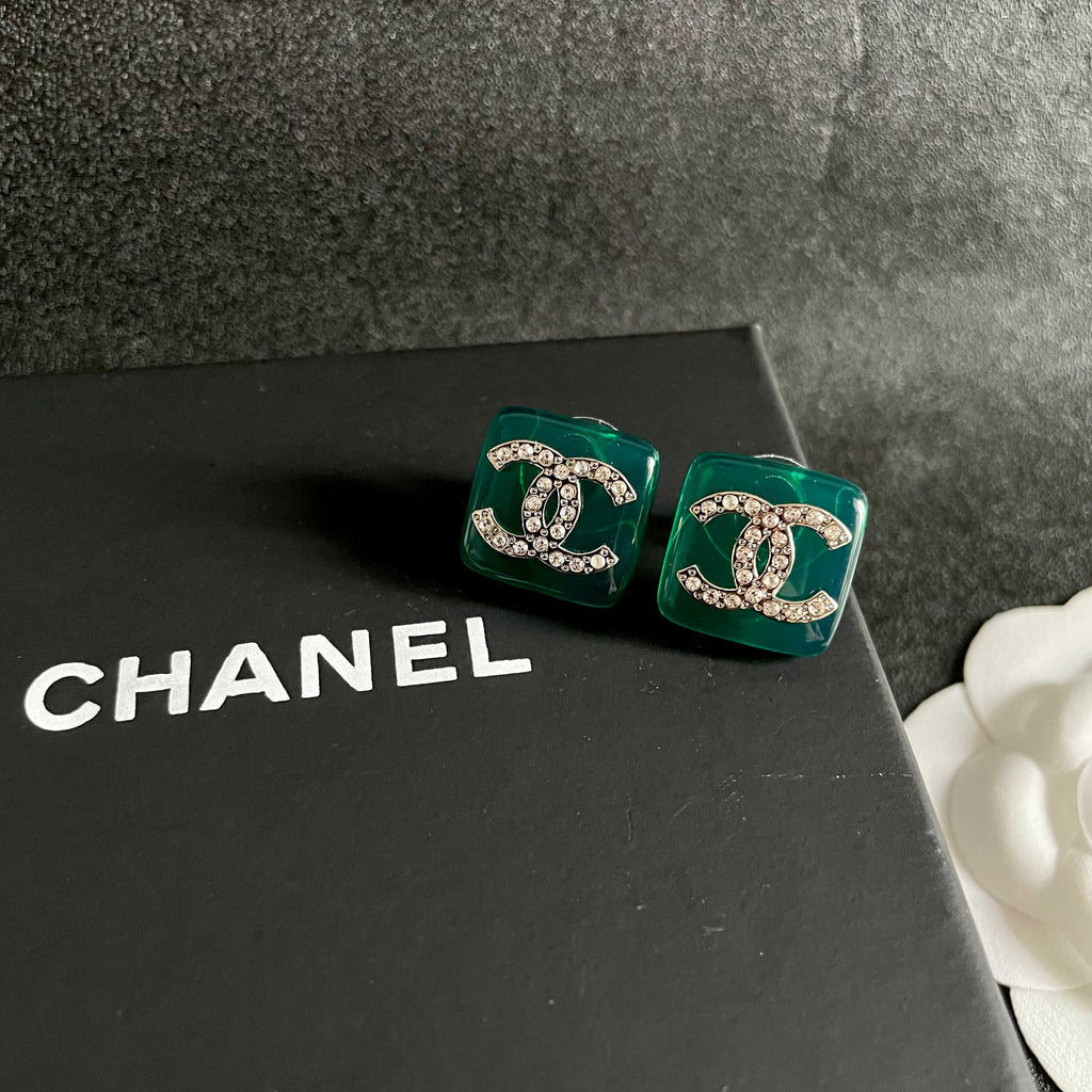 Chanel Interlocking C Crystal Accent Stud Earrings - album image 9