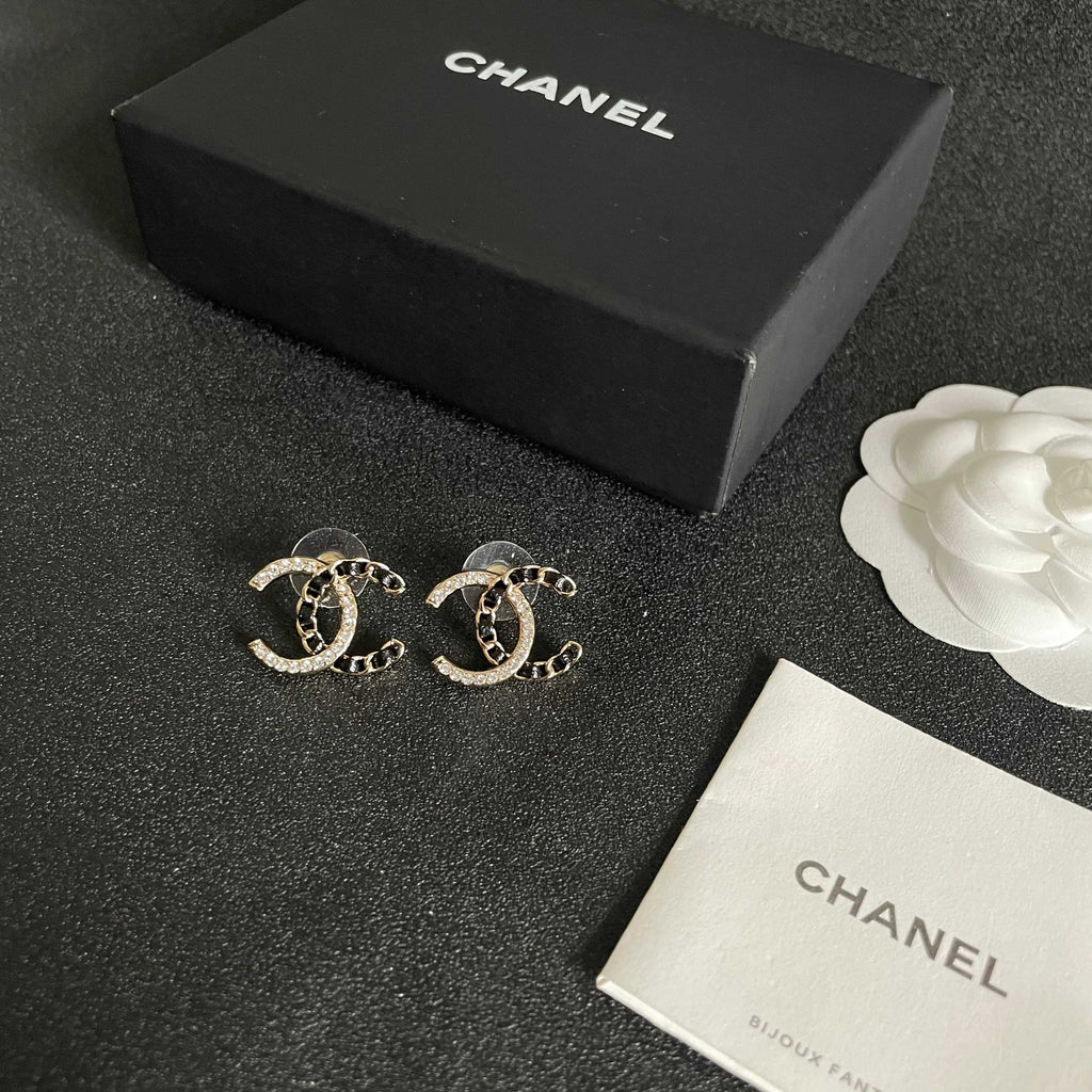 Chanel Interlocking C Crystal Accent Stud Earrings - album image 5