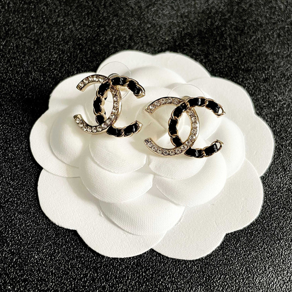 Chanel Interlocking C Crystal Accent Stud Earrings - album image 8