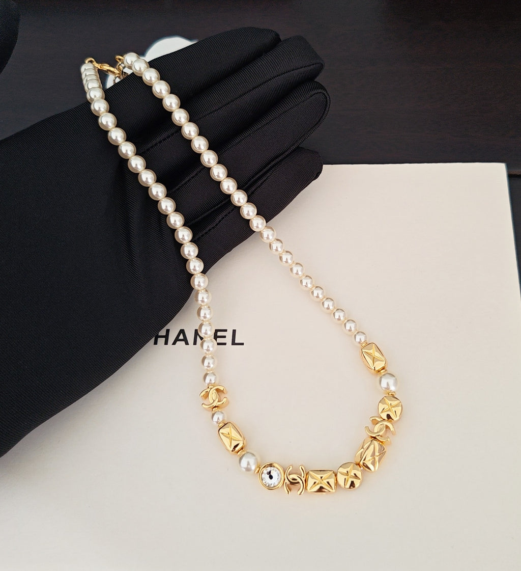 Chanel Dice Gold-Tone Pearl Necklace - album image 3