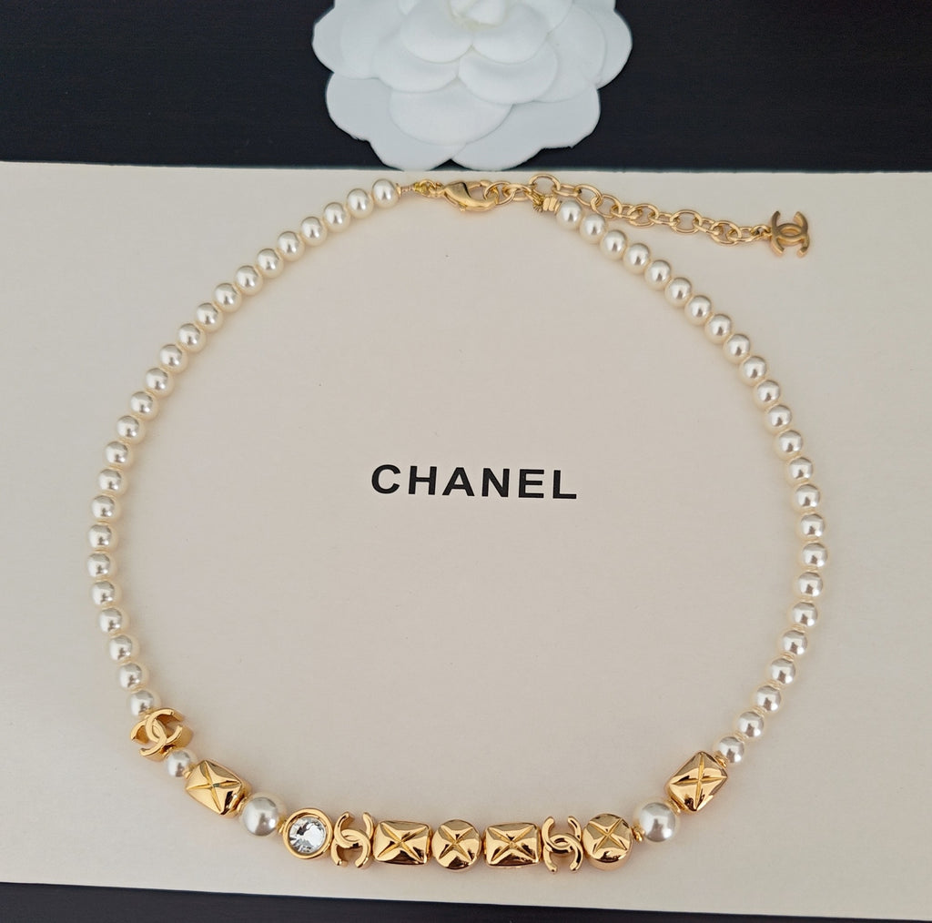 Chanel Dice Gold-Tone Pearl Necklace - album image 4