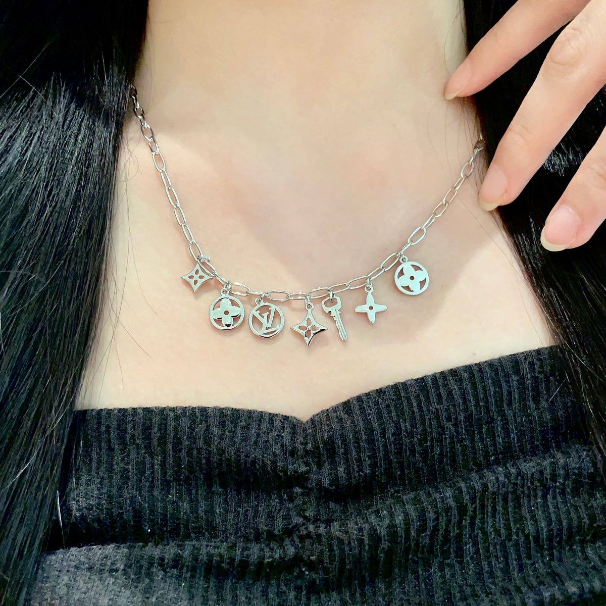 Louis Vuitton Silver-Tone Multi-Charm Necklace - album image 1