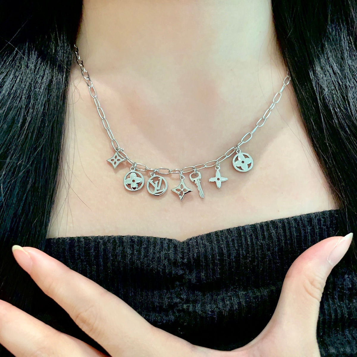 Louis Vuitton Silver-Tone Multi-Charm Necklace - album image 2