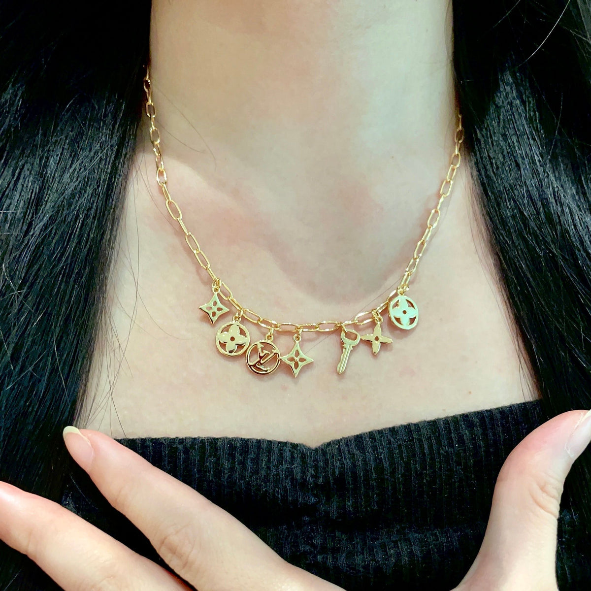 Louis Vuitton Gold-Tone Multi-Charm Necklace - album image 2
