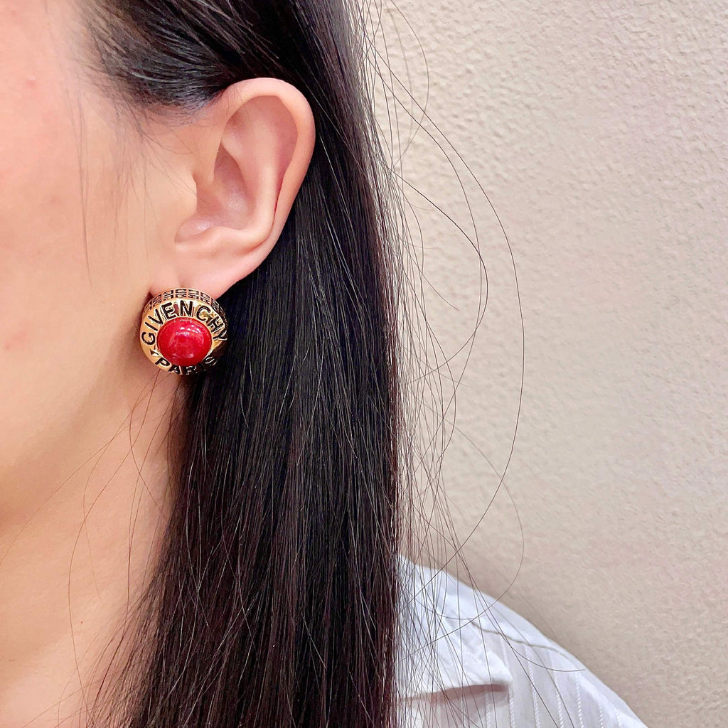 Givenchy Red Round Logo Stud Earrings - product image 3