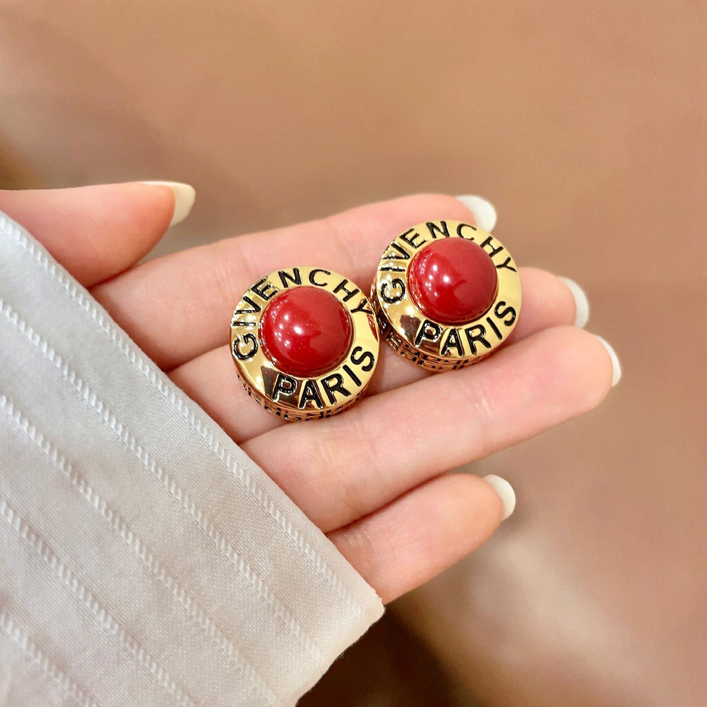 Givenchy Red Round Logo Stud Earrings - product image 4
