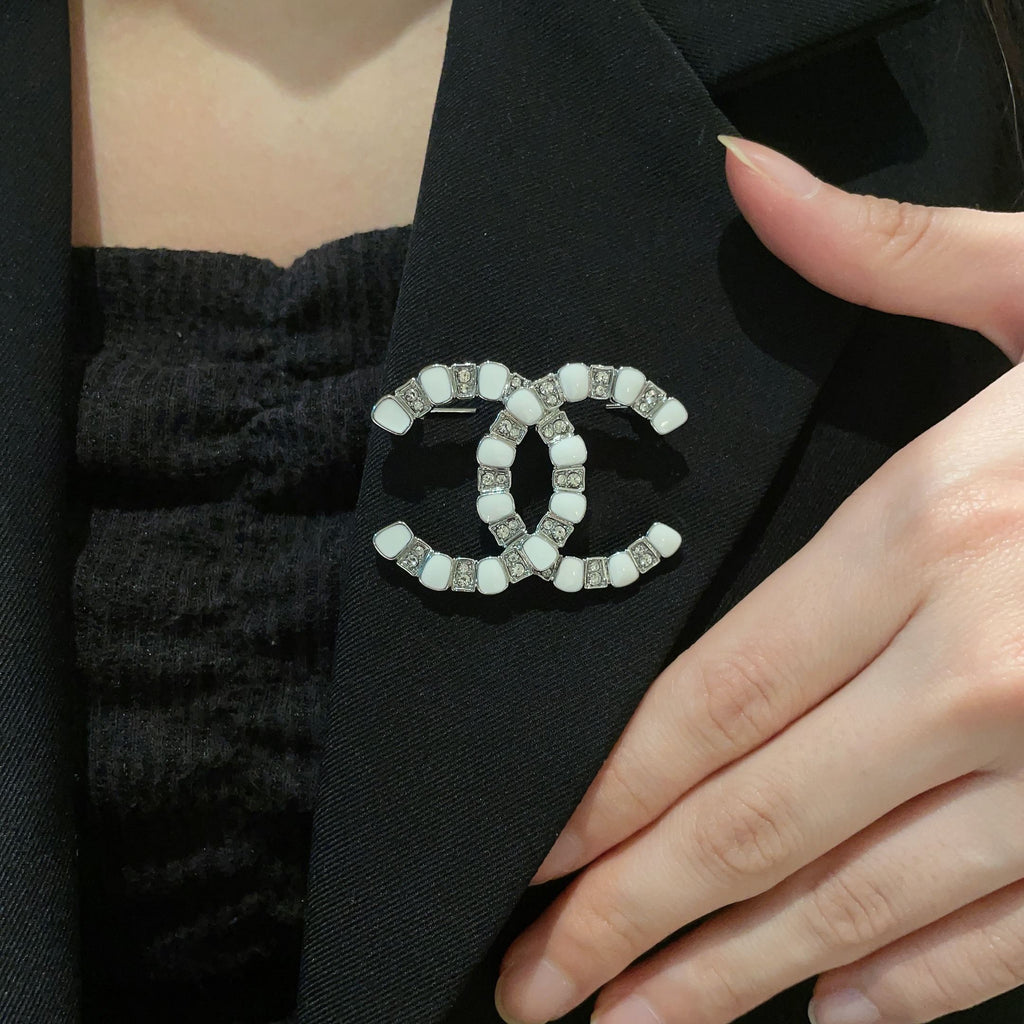 Chanel Silver-Tone Pearl CC Brooch - album image 1