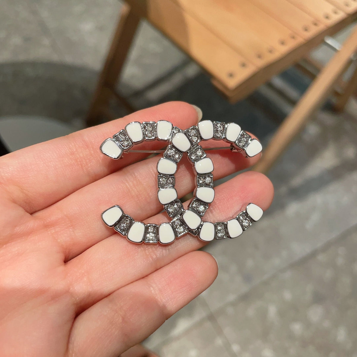 Chanel Silver-Tone Pearl CC Brooch - album image 4