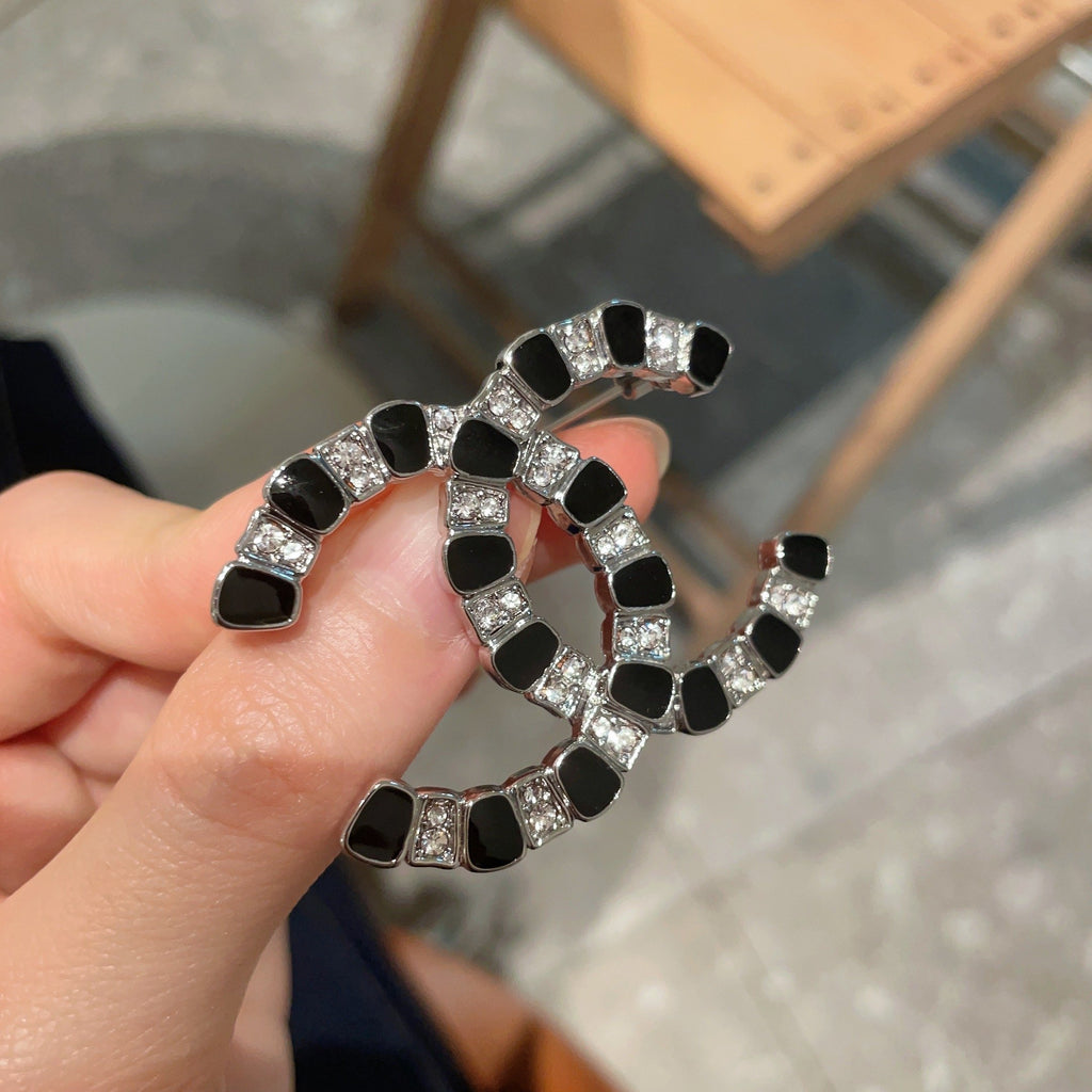 Chanel Dark Silver-Tone Cutout CC Brooch - album image 3