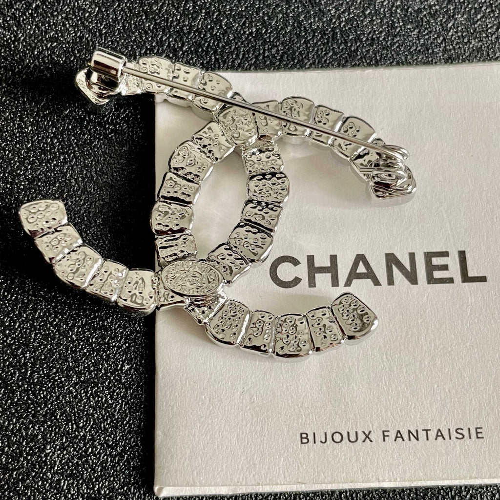 Chanel Dark Silver-Tone Cutout CC Brooch - album image 7