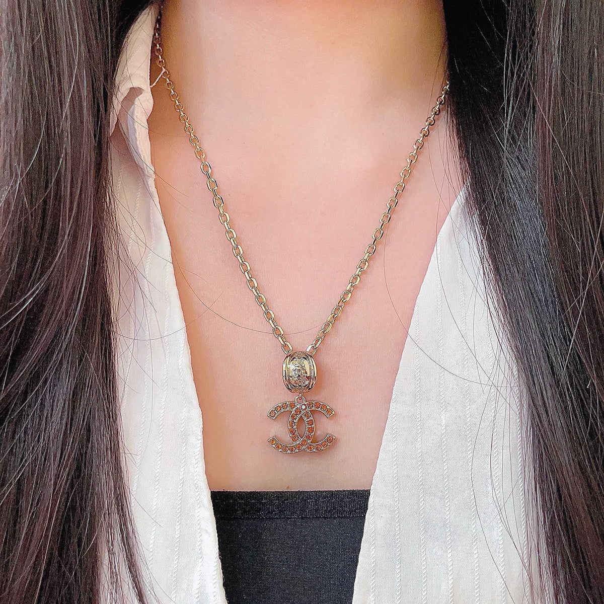 Chanel Interlocking C Crystal Accent Necklace - album image 3