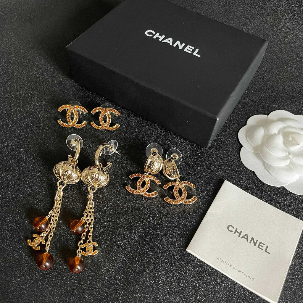 Chanel Interlocking C Crystal Accent Stud Earrings - album image 10